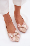 Lacquered Ballet Flats With Bow And Gold Brooch Beige Rivona