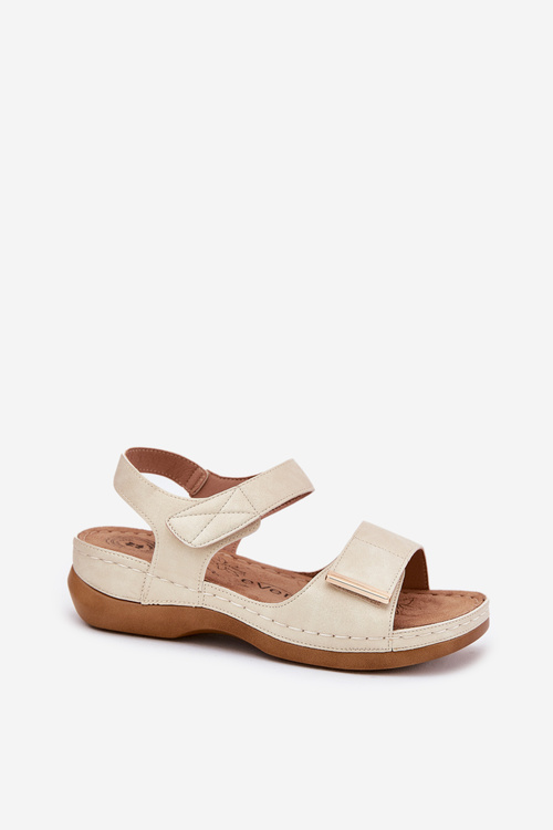 Comfortable women's sandals with Velcro gold Iphiope