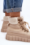 Lined Boots Trappers on Thick Sole Light Beige Ralotta