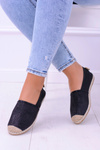 Lu Boo Black Glitter Espadrilles