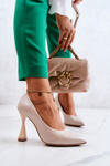 Fashionable Leather Pumps Lewski Shoes 3181 Beige