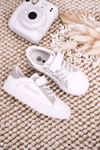 Children's Sneakers With Glitter White Silver Camila