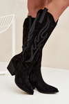 Women's Cowboy Boots With Decoration On Heel Black Jovina