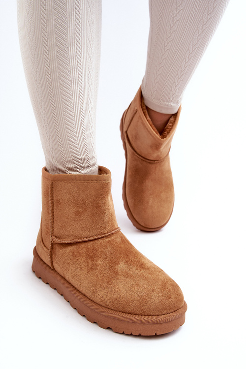 Women's Suede Snow Boots Lined Camel Nanga