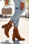Suede Boots With Buckle Heel Brown Bronte