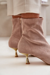 Women's Stiletto Boots Eco Suede With Pointed Toes Beige Irithare