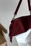 Leather Suede Bag with Fringes Bordeaux Jessira