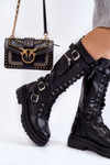 Women's high boots with a kidney with a zipper Black Joelle