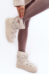 Women's Snow Boots with Platform and Tie Beige Fleure