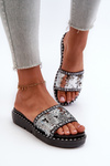 Women's Flip Flops With Sequins Black-Silver Rivanique