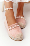 Espadrilles On A Platform With Shells Pink Seashell