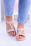 Women's Pink Riben Elastic Rubber Sandals