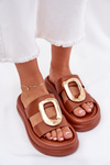 Women's Platform Sandals with Golden Detail Camel Ularinea