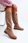 S.Barski HY66-132 Women's Beige Laced Boots