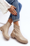 Women's Leather Flat Heel Ankle Boots Laura Messi 2620/199 Beige