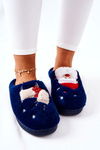 Christmas slippers Santa Claus and Reindeer Navy