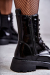 Leather Boots On Flat Heel Black Estela