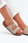 Women's Slip-On Sandals On Cork Sole Beige Cortina