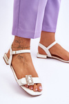 Flat Sandals With Golden Heels White Mindley