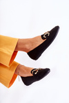 Women's Suede Loafers With Decoration Black Reality