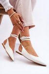 Women's Tied Pointed Ballerinas White Turriso