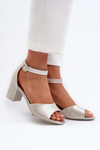 Leather Sandals with Heel Vinceza 23-20100 Silver
