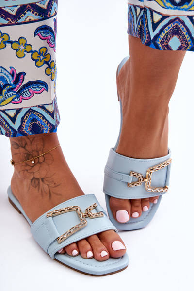 Klapki Damskie Klasyczne Ozdoba Niebieskie Impressive 1727