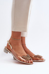 Transparent sandals with low heel with butterfly pink gold D&A MR38-388