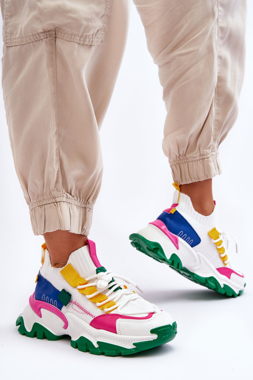 Women's Sock Sneakers White-Green Keaton