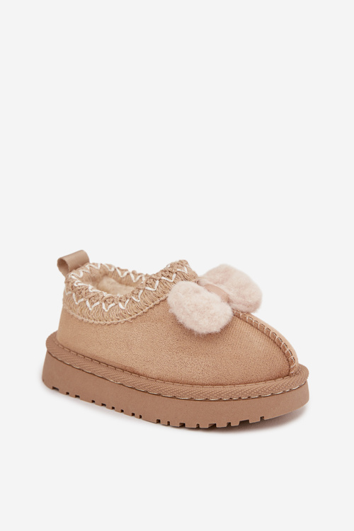 Children's Snow Boots with Embroidery and Bow Beige Daven