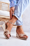 Women's Sandals On Wedge Dark Beige Veenus