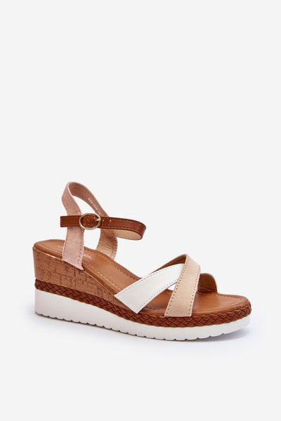 Beige Wedge Sandals with Straps Kioda