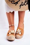 Espadryle Damskie Na Platformie Lniane Camel Denver