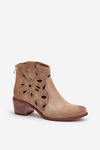 Perforated Suede Ankle Boots Beige Lewski Shoes 3170/2