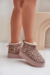 Women's Snow Boots With Leopard Print On Platform Insulated With Fur Brown Xamella