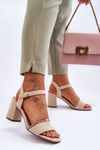 Women's Suede Low Heel Sandals Beige Loredo