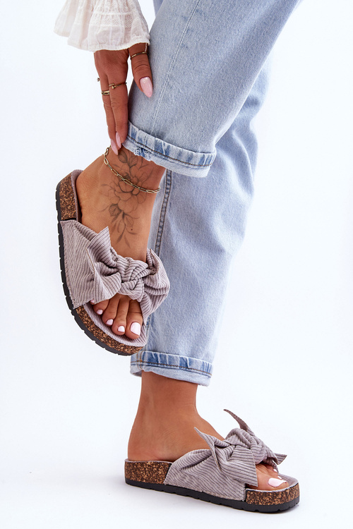 Corduroy Slippers On The Cork Sole Grey Summertime