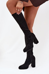 Women's Boots with Stitching on Block Heel Black Brivana