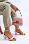 Satin Low Heel Sandals Beige Juliet