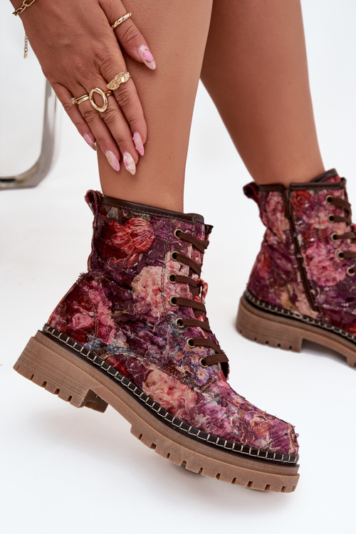 Patterned Women's Boots Lined Artiker 57C1055 Bordeaux