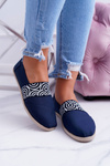 Navy Blue Fabric Toms Slip On Circle
