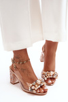 Transparent Stylish Heels on Heel Pink Gold SBarski MR1037-17