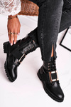 Women's Boots With Golden Buckle Black Happy Su