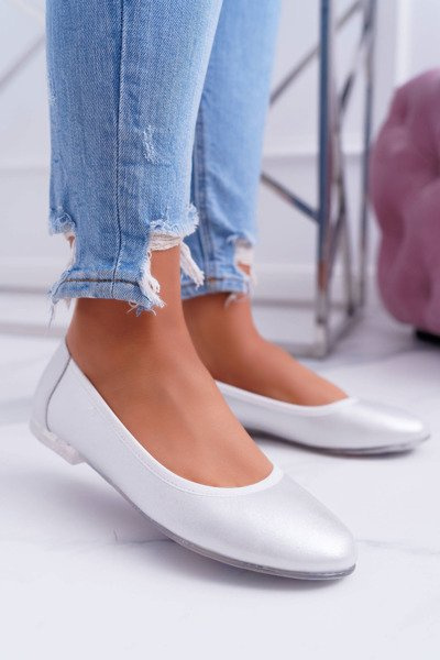Women's Sergio Leone Silver Plex Ballerinas