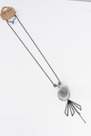 Ladies Necklace With Pompon Long Chain Grey Choker