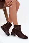 Women's Boots Made of Natural Suede on Block Heel Lined D&A CR52-651 Chocolate