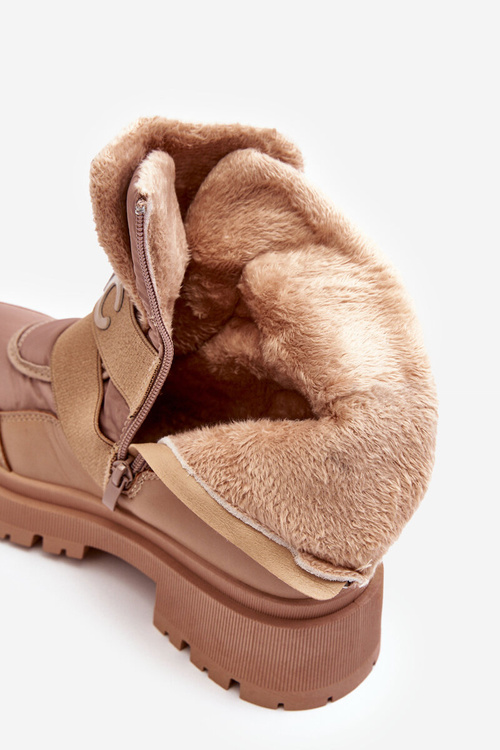 Women's Zip-Up Snow Boots Insulated Beige Zeva