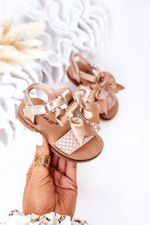 Children's Sandals With Bow Gold Beebee