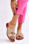 Women's Suede Slippers Lewski Shoes 3226 Beige