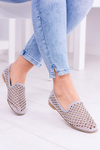 Lu Boo Grey Openwork Ballerinas Lords Studs Carmar